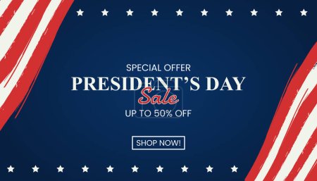 Presidents day sale. Special Offer. Discount up to 50 percent off. Vector Illustration