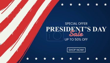 Happy Presidents Day Sale banner. Design for sale, discount and advertisement. Vector Illustration