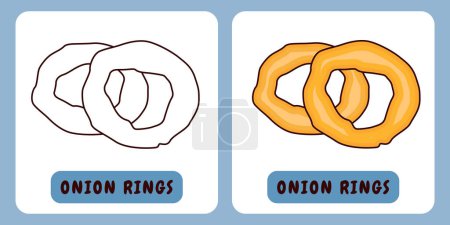 Téléchargez les illustrations : Onion Rings cartoon illustration for children's coloring book - en licence libre de droit