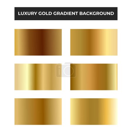 Téléchargez les illustrations : Set of luxury gold gradient background. Golden background, gold foil texture, metallic gradient sheet, metal effect. Vector eps10 - en licence libre de droit
