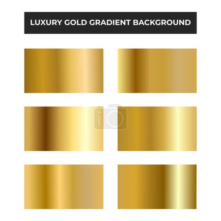 Téléchargez les illustrations : Collection of luxury gold gradient background. Golden background, gold foil texture, metallic gradient sheet, metal effect. Vector eps10 - en licence libre de droit