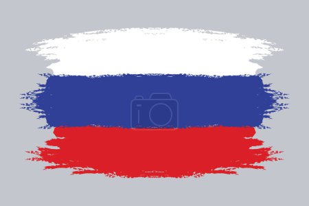 Téléchargez les illustrations : Brush painted flag Russia isolated on gray background. Vector Illustration - en licence libre de droit