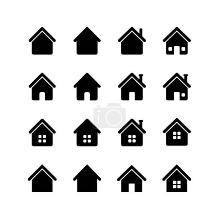 Set von soliden Symbolen, die das Haus darstellen. Hausvektor. Geeignet für Symbole oder Zeichen auf der Startseite.