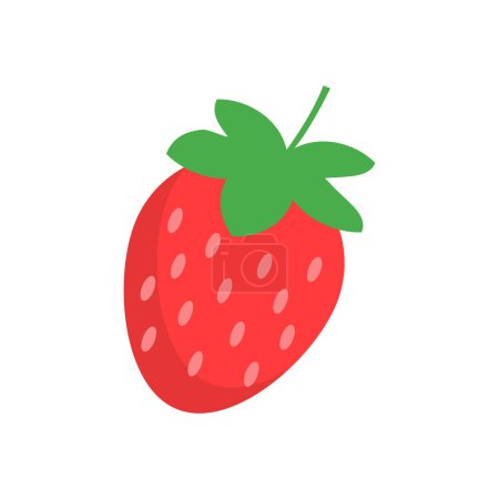 Téléchargez les illustrations : Stawberry red summer fruit isolated on white background. Vegetarian cafe print, poster, card. Natural, organic dessert sweet, fresh berry. Vector Illustration - en licence libre de droit