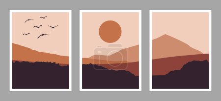 Illustration for Twilight wall art vector set. Abstract Twilight Art design for print, cover, wallpaper, Minimal and natural wall art. Vector illustration. - Royalty Free Image
