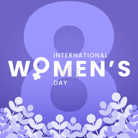 International Women's Day with Blue Background. 3d 8th March. Vector Illustration