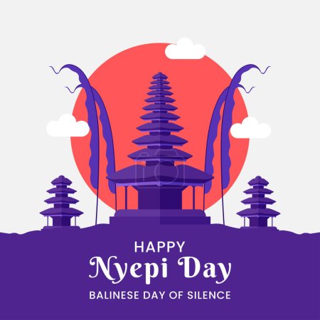 Illustration pour Happy Nyepi Day. Balinese Day of Silence. Hindu New Year. Vector Illustration - image libre de droit