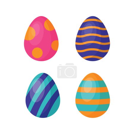 Téléchargez les illustrations : Illustration of colorful eggs collection for Easter. Vector Illustration - en licence libre de droit