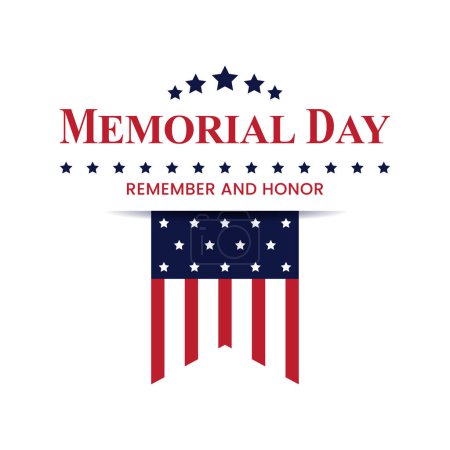 Memorial Day with USA Badge Illustration isolated on white background.