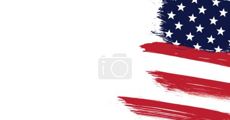 Ilustración de EE.UU. trazo de cepillo abstracto bandera fondo. Adecuado para banner de fiesta nacional de Estados Unidos de América, tarjeta de felicitación, invitación, póster, volante, etc.. - Imagen libre de derechos