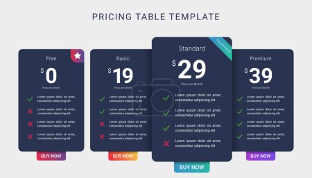 Comparison of business product package price list