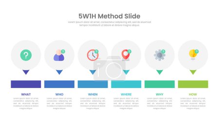5W1H method slide infographic template design.