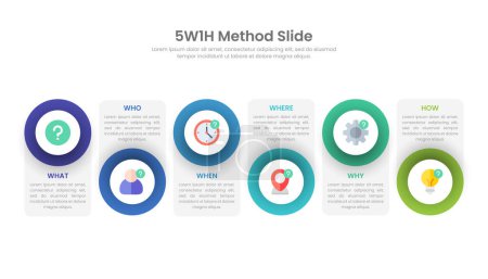 5W1H analysis diagram infographic template design.