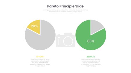 Pareto Principle pie chart concept. Infographic template design