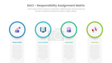 RACI, matrice d'attribution des responsabilités. Convient pour les diapositives de présentation d'entreprise.
