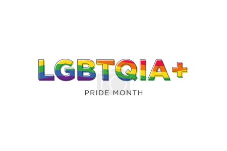 LGBTIQA-Monat. Bunte Regenbogenfahne für Gay Pride auf weißem Hintergrund, Flyer, Poster oder Banner