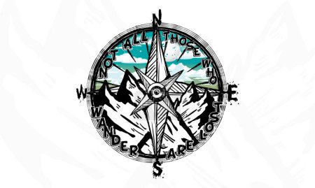 Not all those who wander are lost outdoor t shirt design illustration