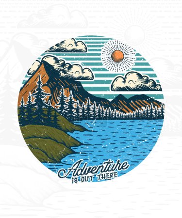 Adventure is out there outdoor t shirt design illustration