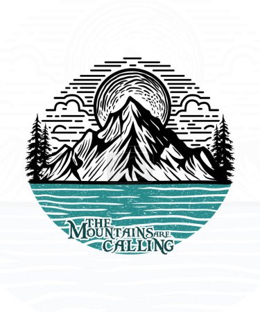 The mountains are calling outdoor t shirt design illustration