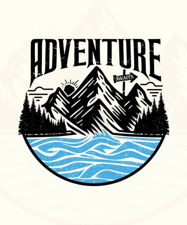 Abenteuer erwartet Outdoor T-Shirt Design Illustration