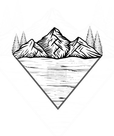 Adventure is calling line art Mountain Lake t shirt design