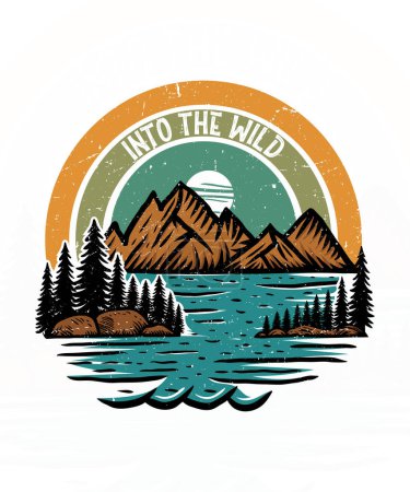 Wild adventure mountain vector art t shirt design