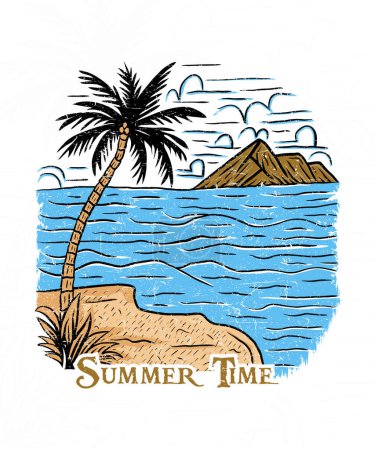 verano tiempo aventura amante camiseta diseño ilustración