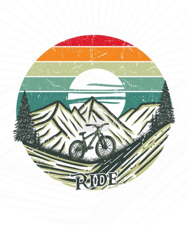 Ride your mountain bike cycling t shirt design illustration