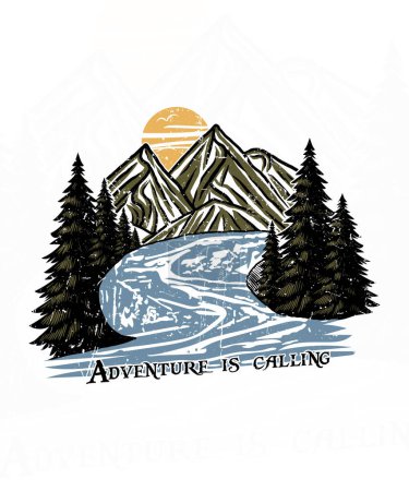 Aventure appelle vecteur de montagne art t-shirt design