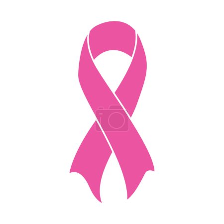 Téléchargez les illustrations : Sensibilisation au cancer du sein.Ruban rose design plat. Vecteur - en licence libre de droit