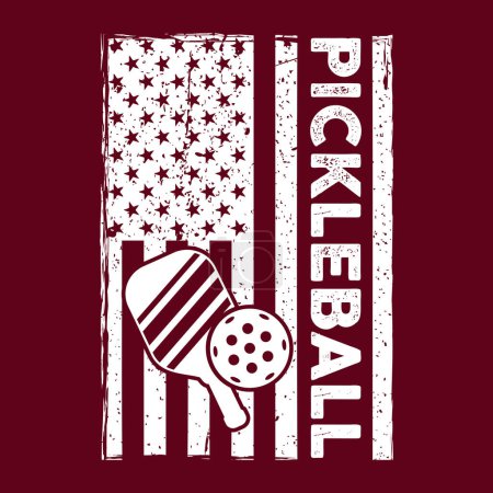 Illustration for American flag, usa flag pickleball tshirt designs vector - Royalty Free Image