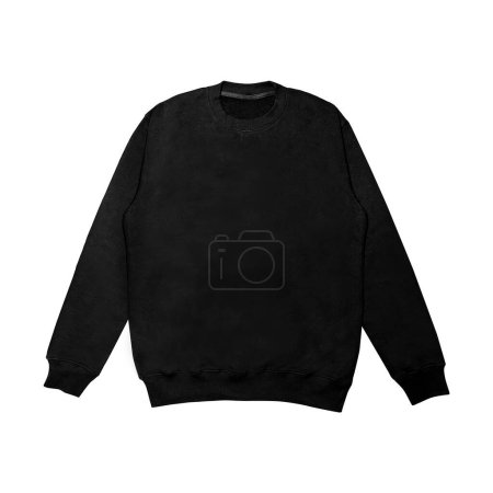 Blank sweatshirt color black template front and back view on white background. crew neck mock up
