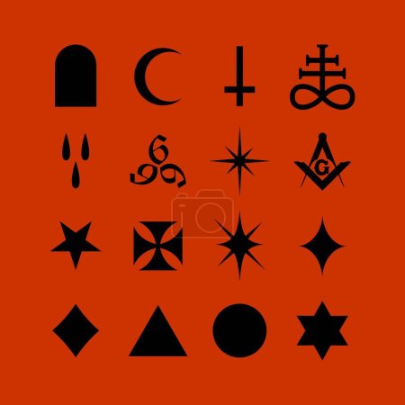 Satanic Symbols, Medieval Occultism, Magic Stamps, Sigils, Keys, Mystical Symbols Knots, Devil's Cross. Sigil Lucifer Baphomet vector