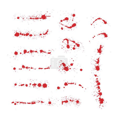 Illustration for Blood spatters realistic bloodstain patterns set vector, white background - Royalty Free Image