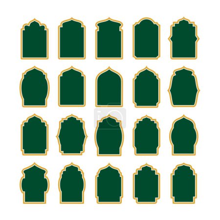 Téléchargez les illustrations : Bordure de style islamique et conception de cadre. décoration de fenêtres ramadan arabe décor vintage. thème musulman. vecteur - en licence libre de droit