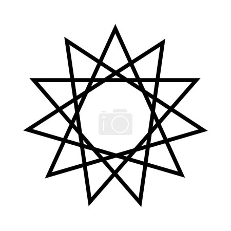 Endekagramm, satanische Symbole, mittelalterlicher Okkultismus, magische Briefmarken, Zeichen, mystische Knoten, Teufelskreuz. Sigil Luzifer Baphomet Vektor