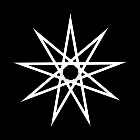 Enneagramm, satanische Symbole, mittelalterlicher Okkultismus, magische Briefmarken, Zeichen, mystische Knoten, Teufelskreuz. Sigil Luzifer Baphomet Vektor