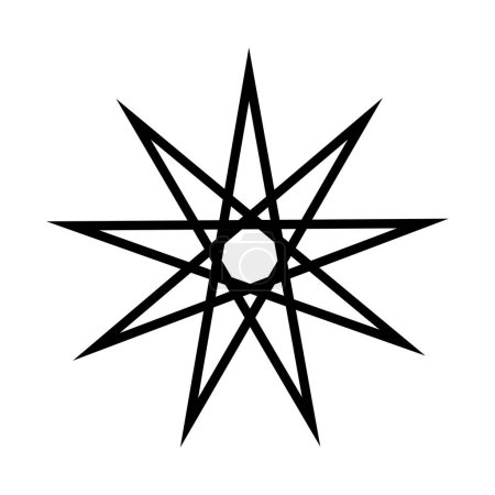 Enneagramm, satanische Symbole, mittelalterlicher Okkultismus, magische Briefmarken, Zeichen, mystische Knoten, Teufelskreuz. Sigil Luzifer Baphomet Vektor