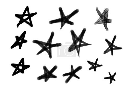 Foto de Colección de etiquetas de graffiti street art con símbolos estrella en color negro sobre fondo blanco - Imagen libre de derechos