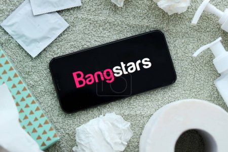 Photo for KYIV, UKRAINE - JANUARY 23, 2024 BangStars adult content website logo on display of iPhone 12 Pro smartphone - Royalty Free Image