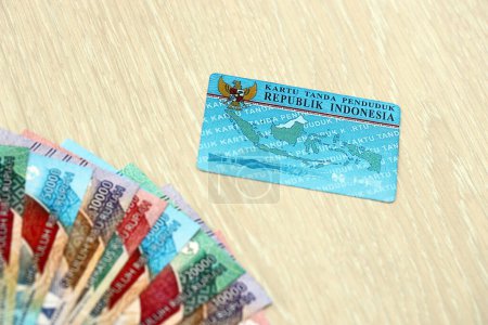 Indonesian national electric identity card called E-KTP or Kartu Tanda Penduduk. Card for citizens or permanent residents