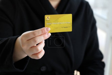 Indonesian golden social security card originally called Kartu perlindungan sosial. Card for financial support