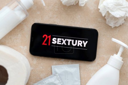 Photo for KYIV, UKRAINE - JANUARY 23, 2024 21Sextury adult content website logo on display of iPhone 12 Pro smartphone - Royalty Free Image