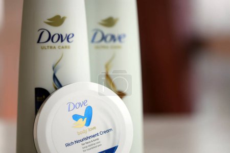 Photo for KYIV, UKRAINE - FEBRUARY 27, 2024 Production of Dove is a personal care brand, now owned by Unilever and sold in more than 80 countries - Royalty Free Image