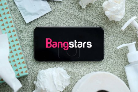 Photo for KYIV, UKRAINE - JANUARY 23, 2024 BangStars adult content website logo on display of iPhone 12 Pro smartphone - Royalty Free Image