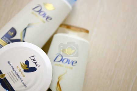 Photo for KYIV, UKRAINE - FEBRUARY 27, 2024 Production of Dove is a personal care brand, now owned by Unilever and sold in more than 80 countries - Royalty Free Image