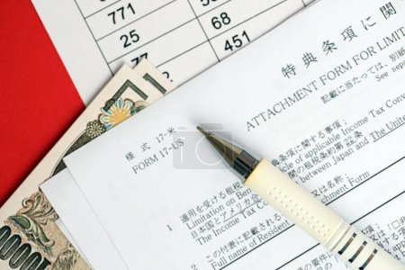 Formulario tributario japonés 17 US - Formulario adjunto para la limitación del artículo de beneficios para Estados Unidos. Formulario de solicitud del convenio sobre el impuesto sobre la renta
