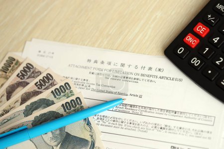 Formulario tributario japonés 17 US - Formulario adjunto para la limitación del artículo de beneficios para Estados Unidos. Formulario de solicitud del convenio sobre el impuesto sobre la renta
