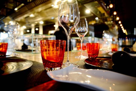 Photo for Empty glasses in luxury restaurant - Royalty Free Image