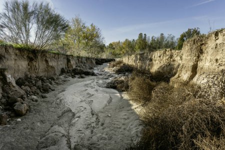 Téléchargez les photos : Bassin versant sec avec sable dans le lit - en image libre de droit